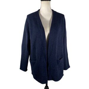 Jenni Kayne Womens Navy Wool Yak Blend open front Cardigan sweater S quiet luxur
